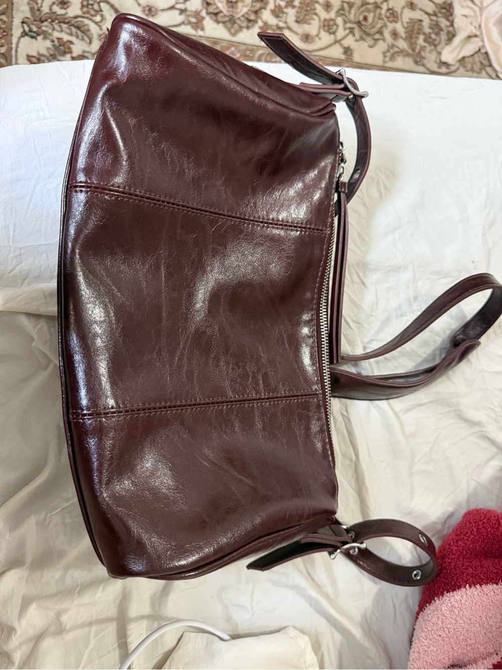 Burgundy hand bag